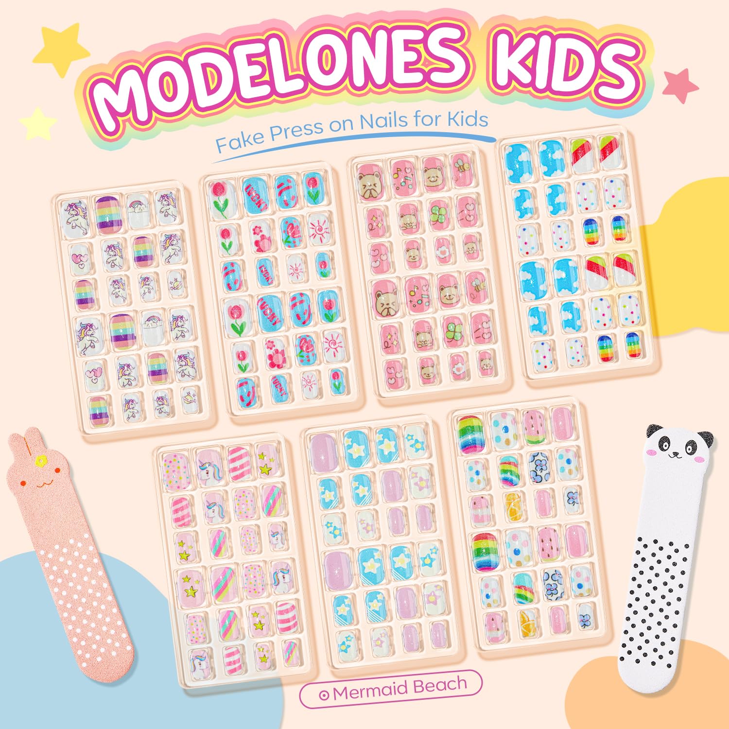 Modelones pre-glue full-cover nails for quick, mess-free manicures for kids.