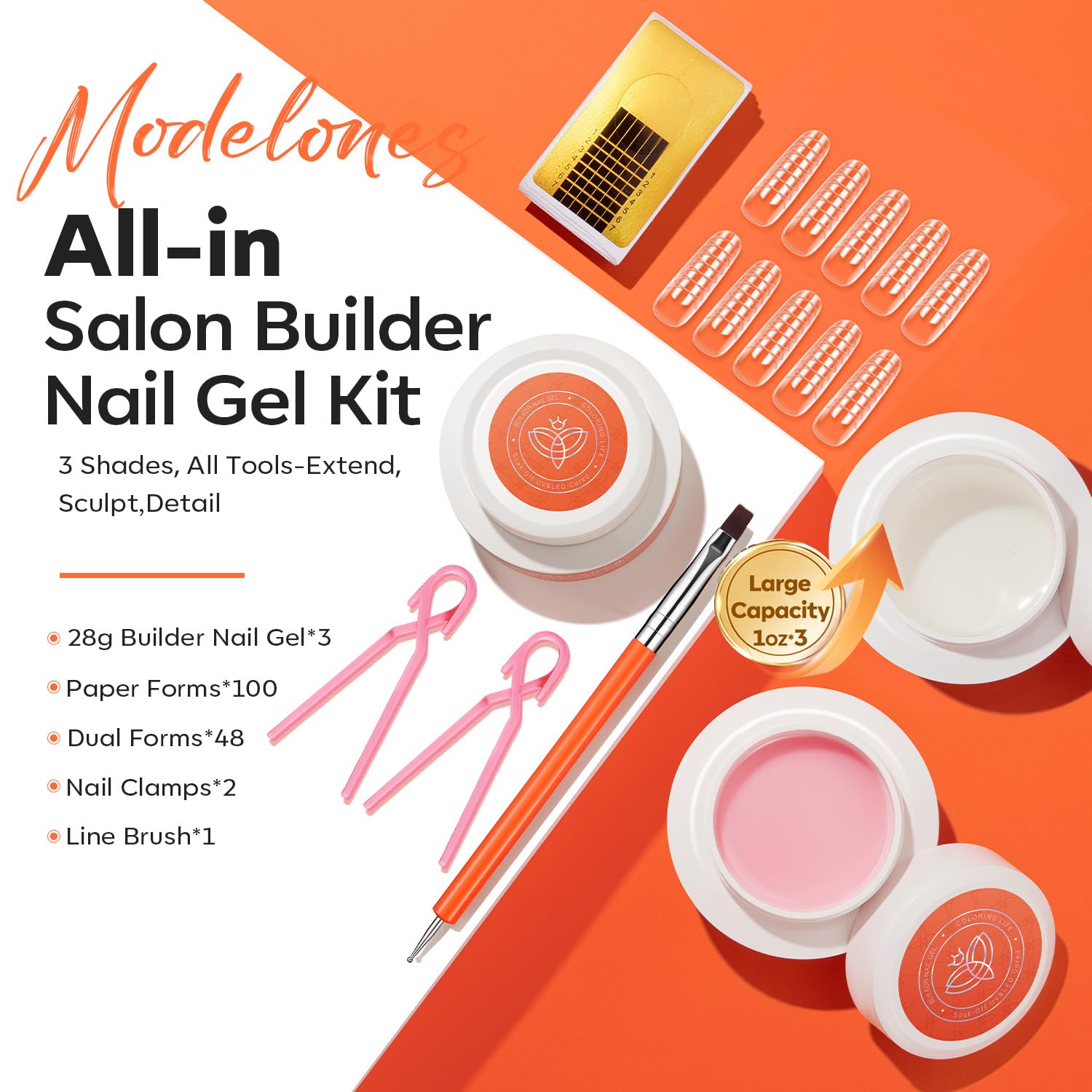 Modelones kit gel uñas diez en uno, todo incluido.