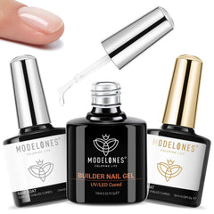 Modelones kit-trio gel-builder 10ml, fácil aplicación para uñas más fuertes.