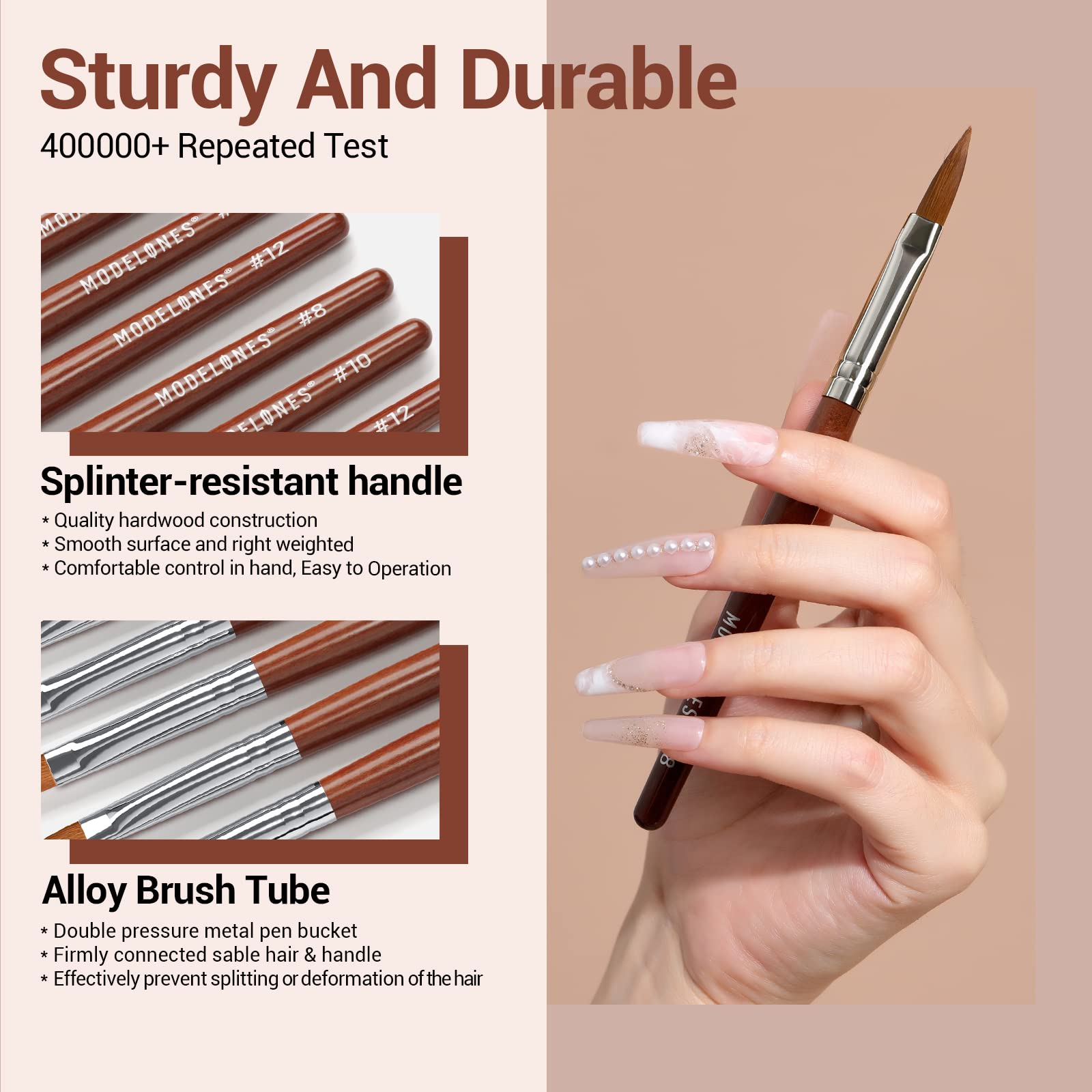 Modelones Kolinsky nail brush size 12 for flawless color and tip work