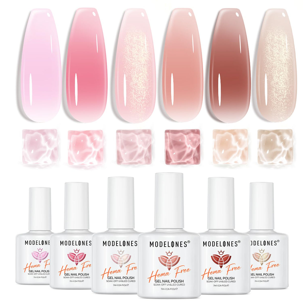 Modelones Jelly Gel Nail Polish, set de 6 colores para manicura en casa