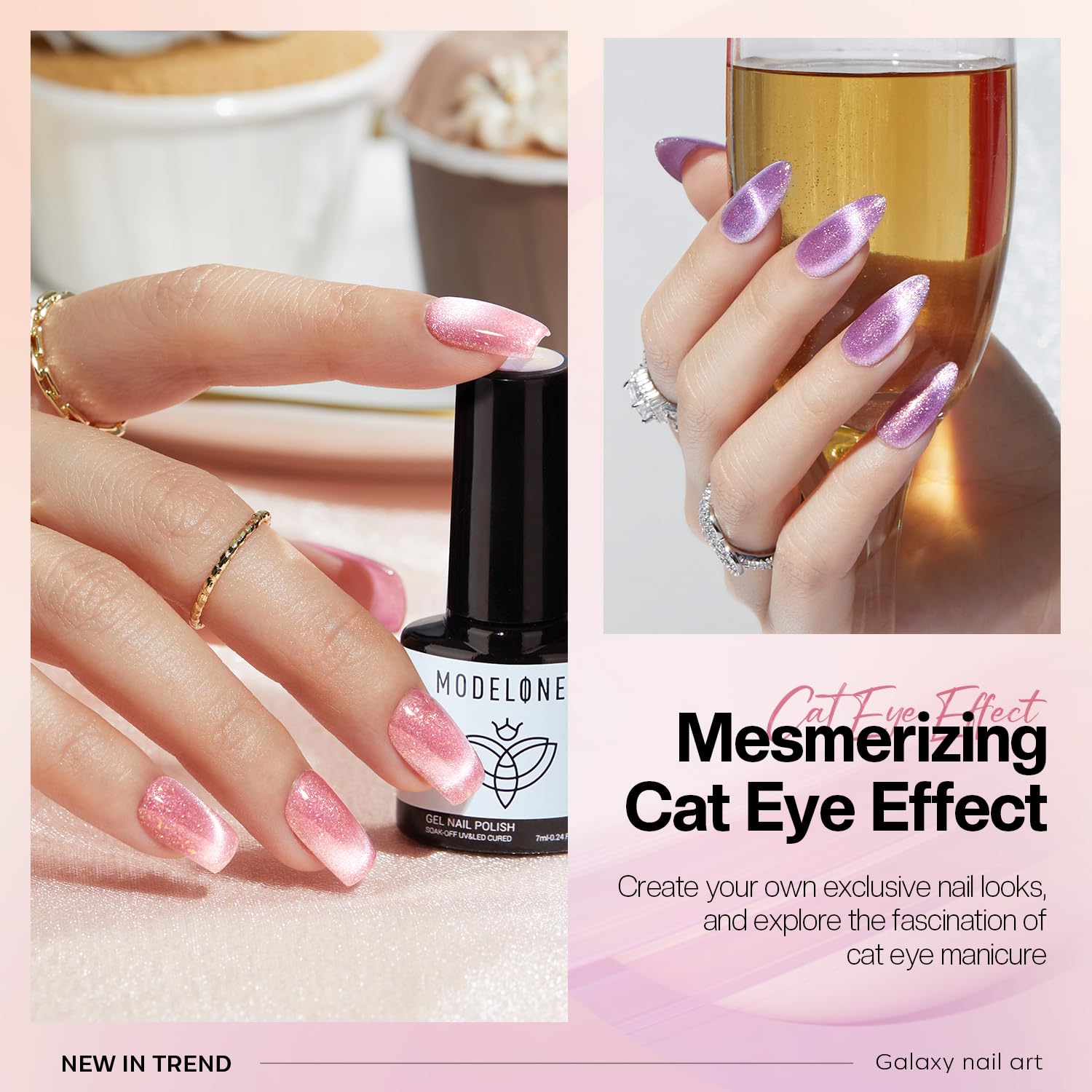 Included magnet enabling customized cat-eye depth on nails