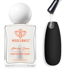 modelones Matte Top Coat bottle and brush for precise application and velvet finish