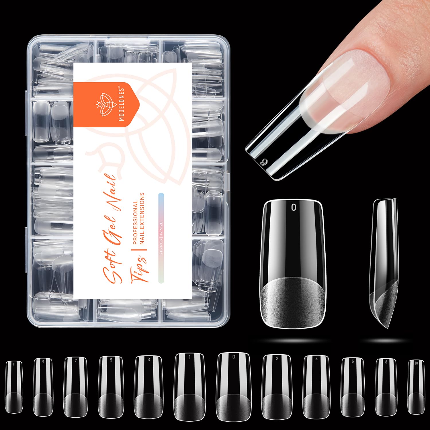 Modelones medium square nail tips full-cover extensions for seamless DIY nails