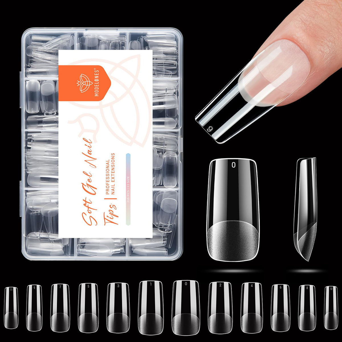 Modelones medium square nail tips full-cover extensions for seamless DIY nails