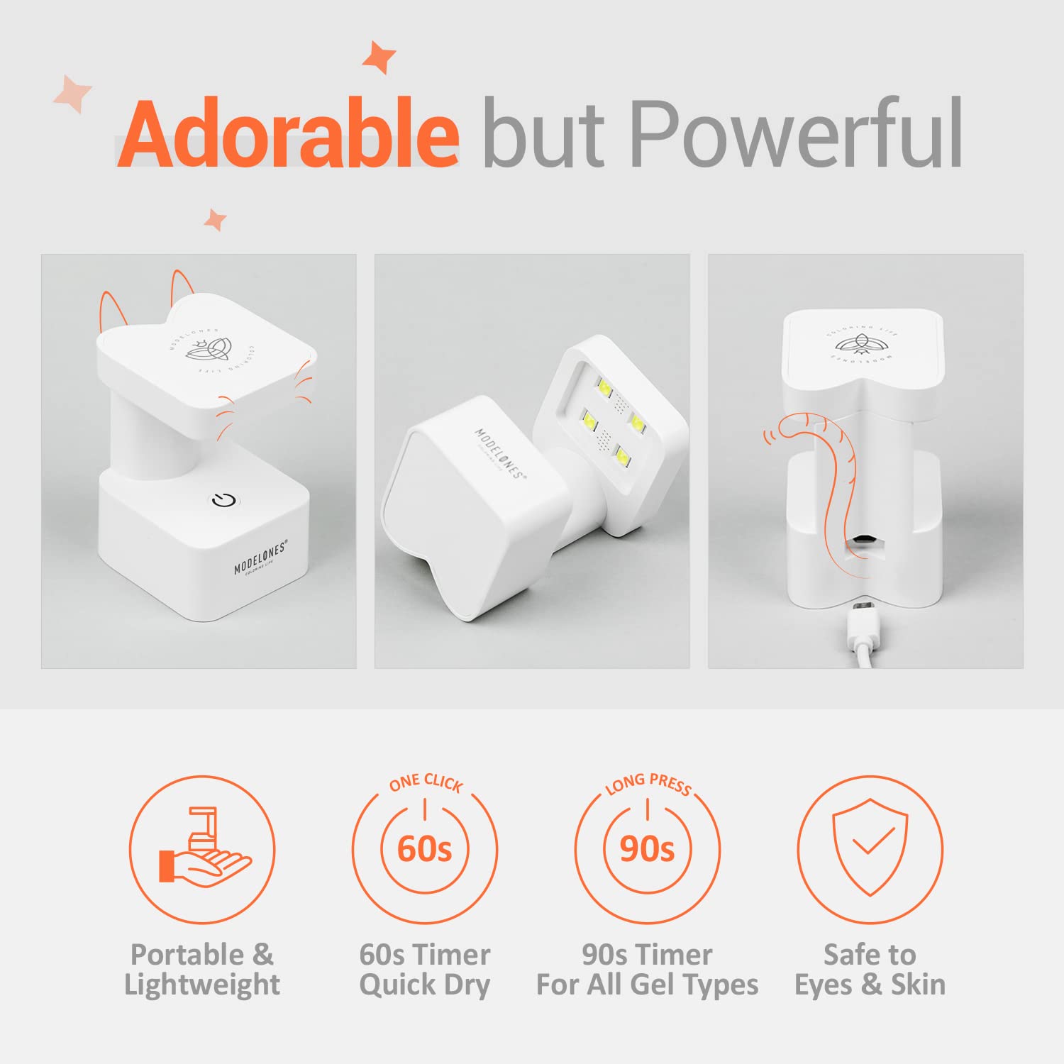 Modelones Mini UV Light shows dual LED beads for faster cures.
