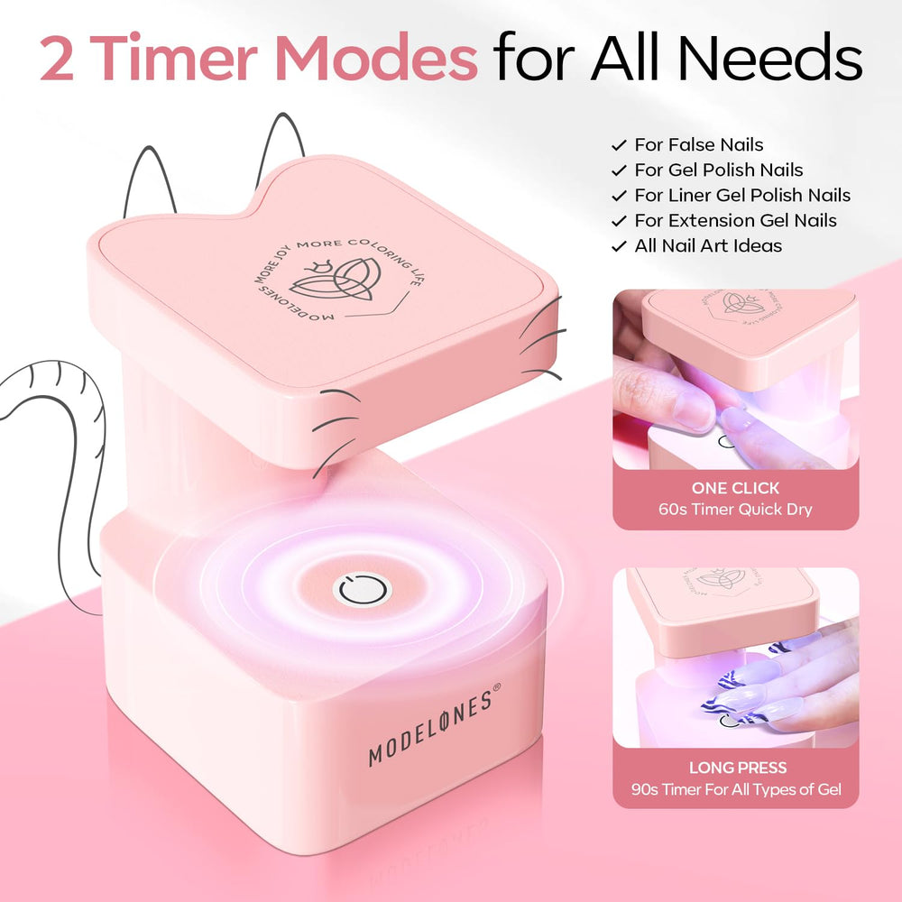 Modelones lamp with timer sixty ninety seconds for flexible routines.