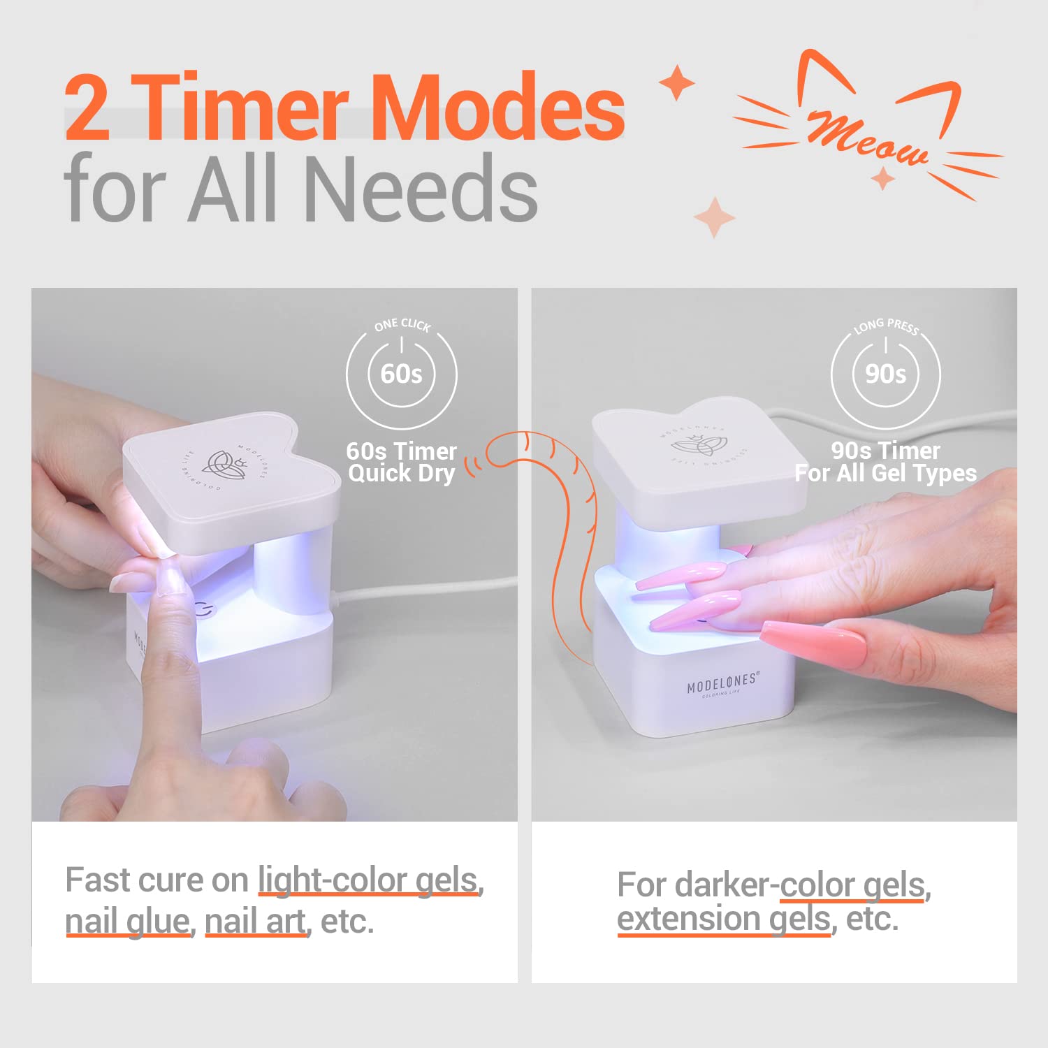 Modelones Mini UV Light offers two timer modes for flexible routines.