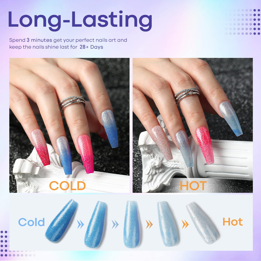Close up of brush applying mood gel on nail