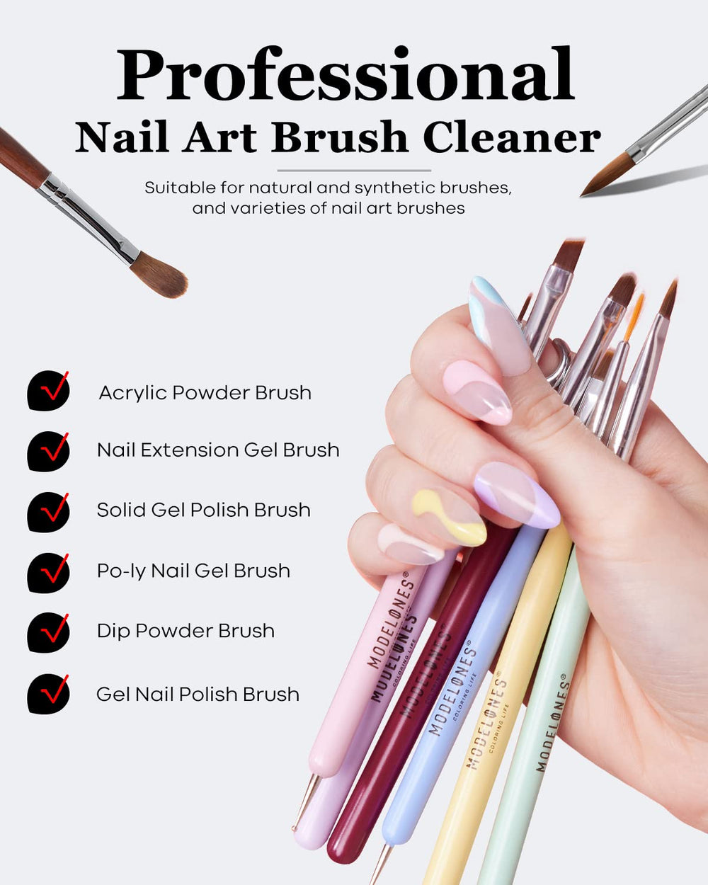 Modelones multi-function cleaner supports brush maintenance and color control.