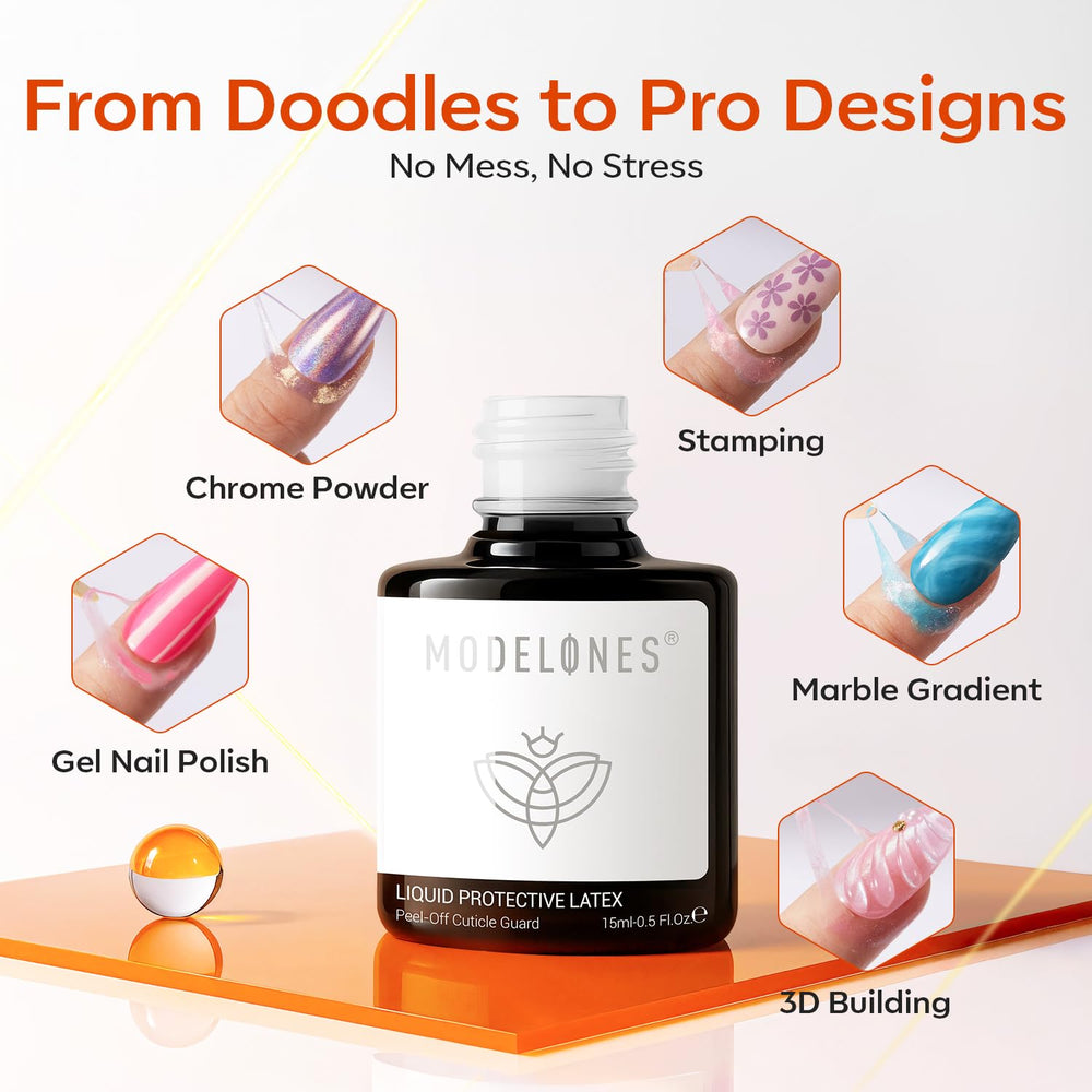 Modelones gel latex enables creative nail designs with clean lines.