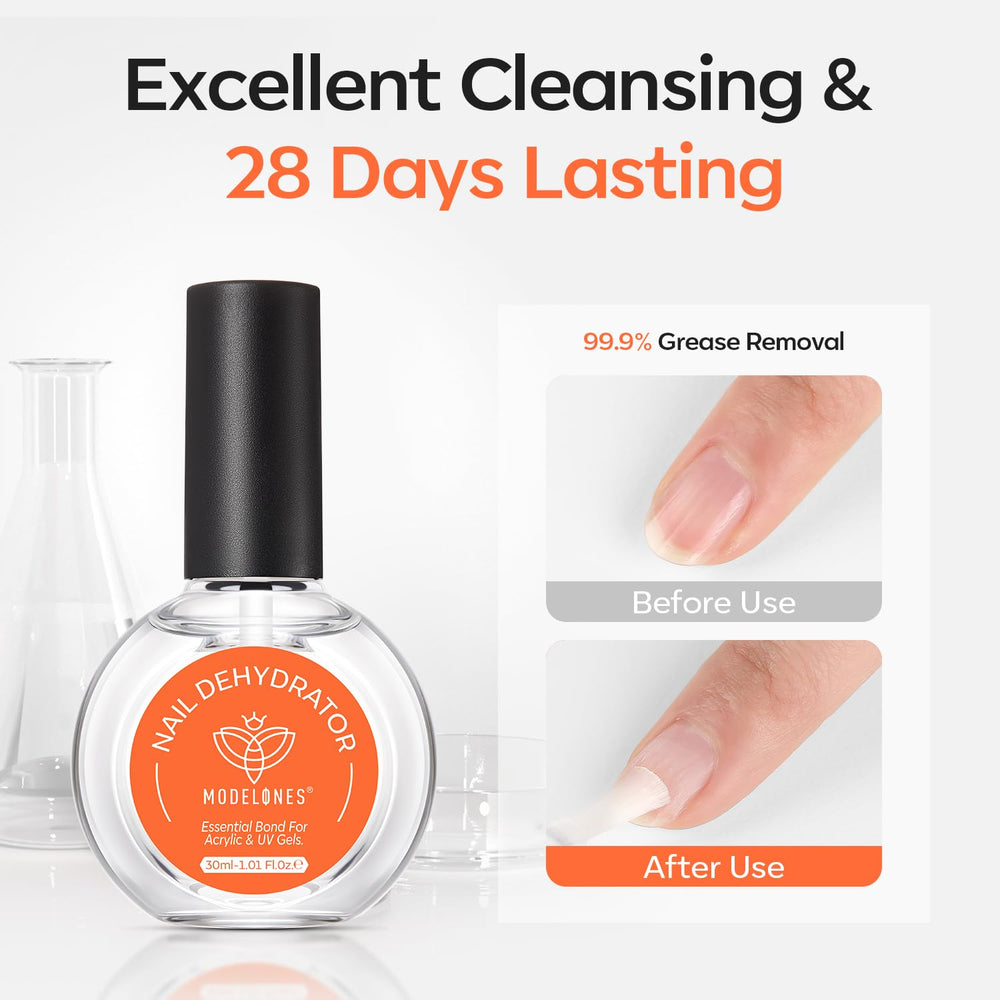 Modelones Nail Dehydrator in use with a swab on the nail surface.