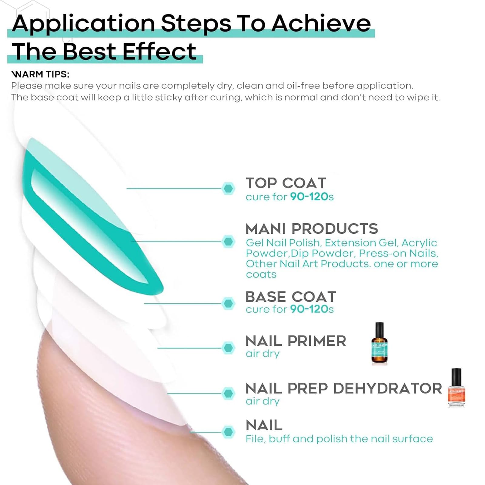 Modelones Nail Dehydrator on natural nails showcasing pre-application preparation benefits