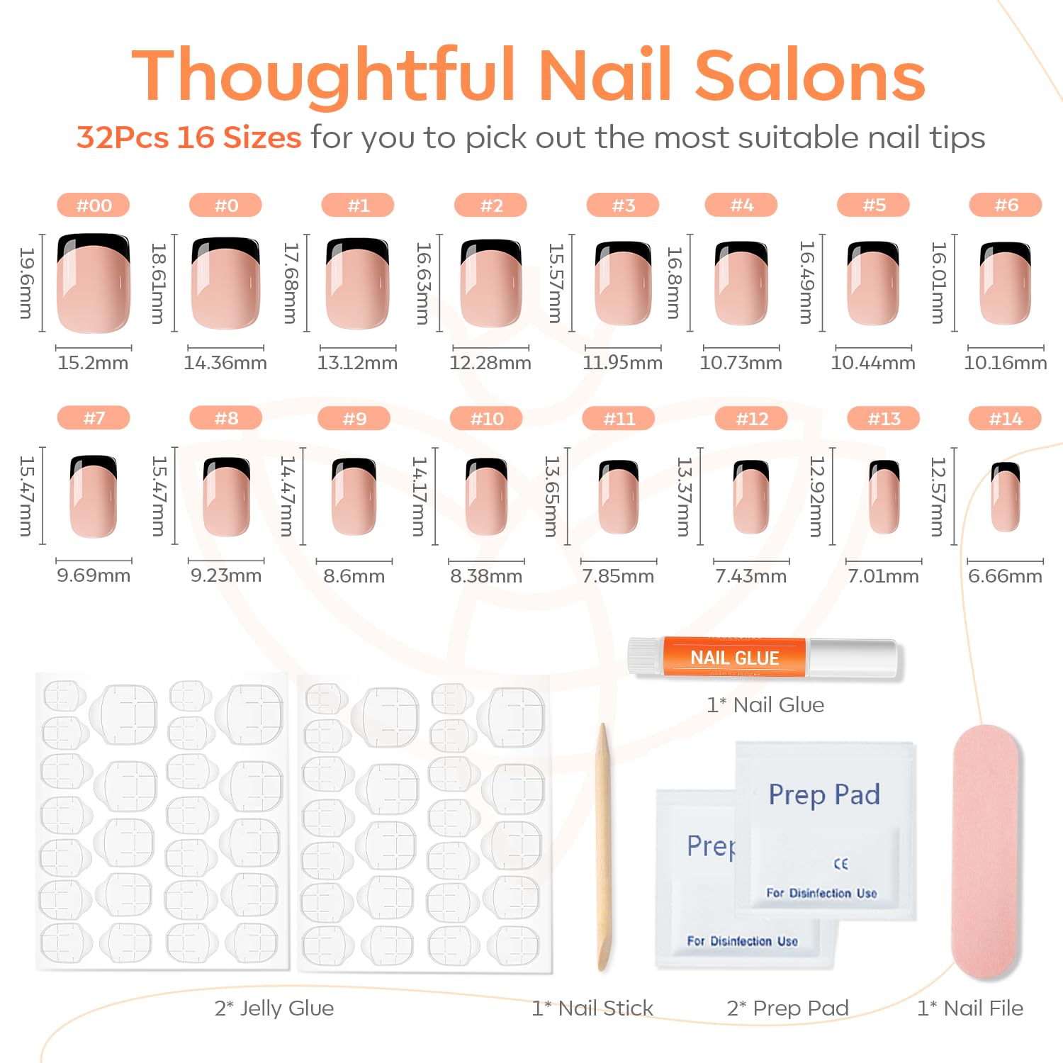 Modelones nail file and cuticle stick included for precise shaping and prep.
