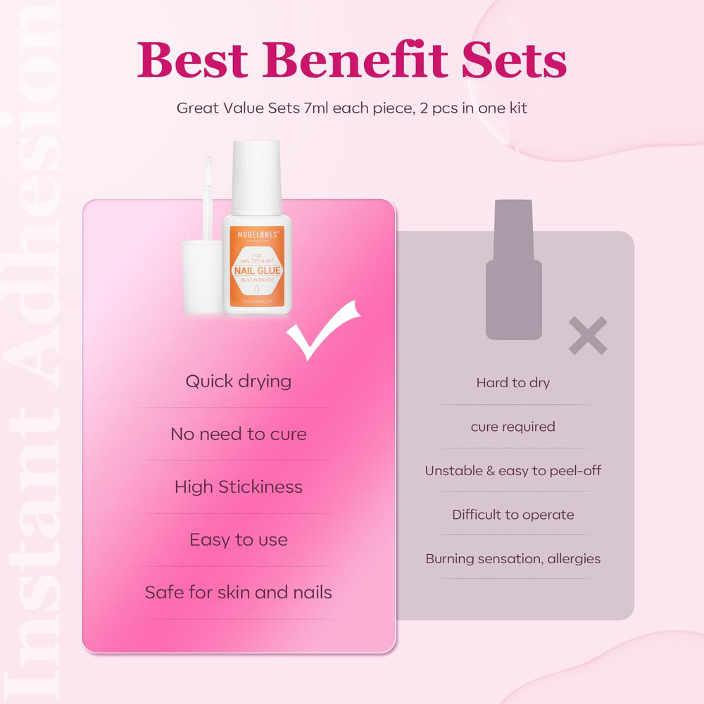Lamp-free application of Modelones nail glue on natural nails
