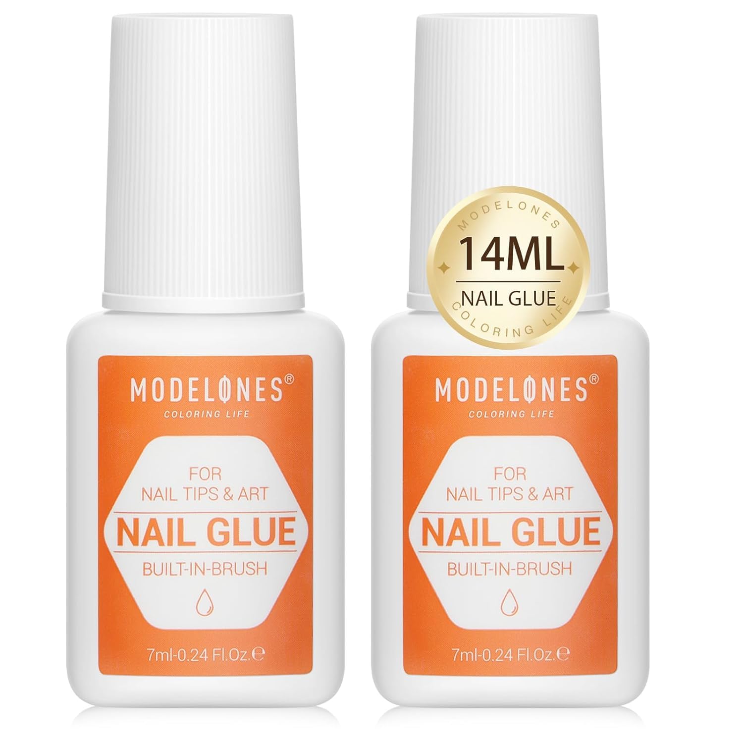 Modelones nail glue bottle with brush applicator for quick press-on adhesion