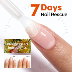 Close-up of brush applying Modelones nail growth serum to nails for resilience