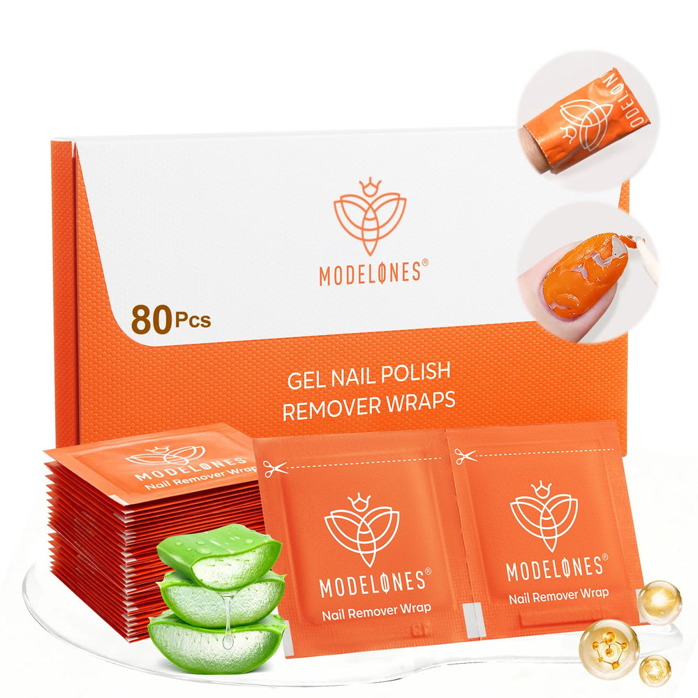 Modelones remover wraps in a foil packet for quick gel removal