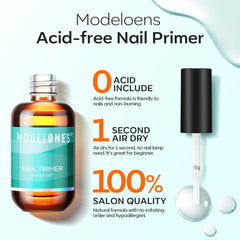 Modelones Nail Primer brush applying—smooth base for gel polish.