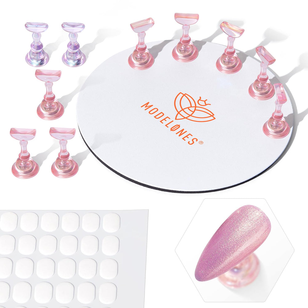 Modelones nail stand base for organized practice and display.