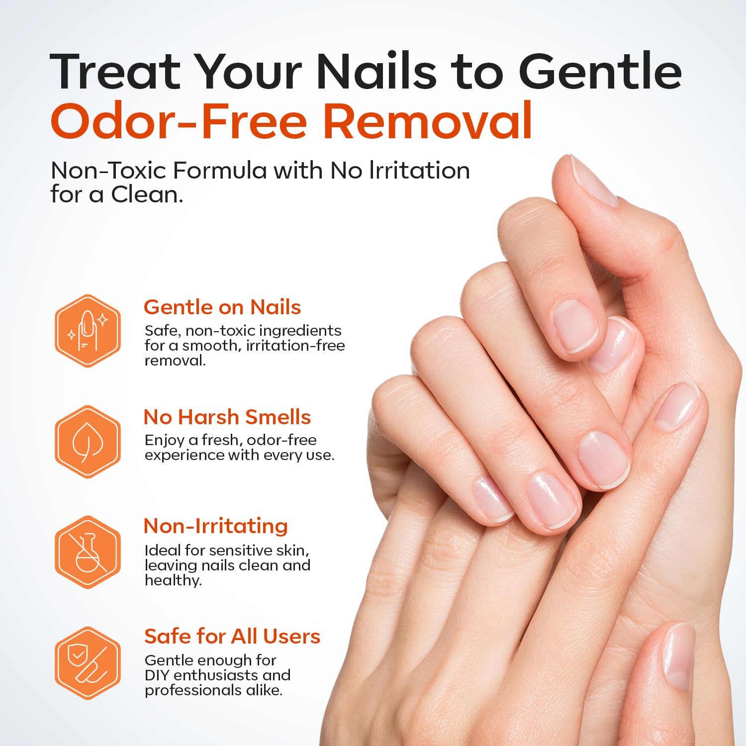 Nails with natural shine after using Modelones remover.