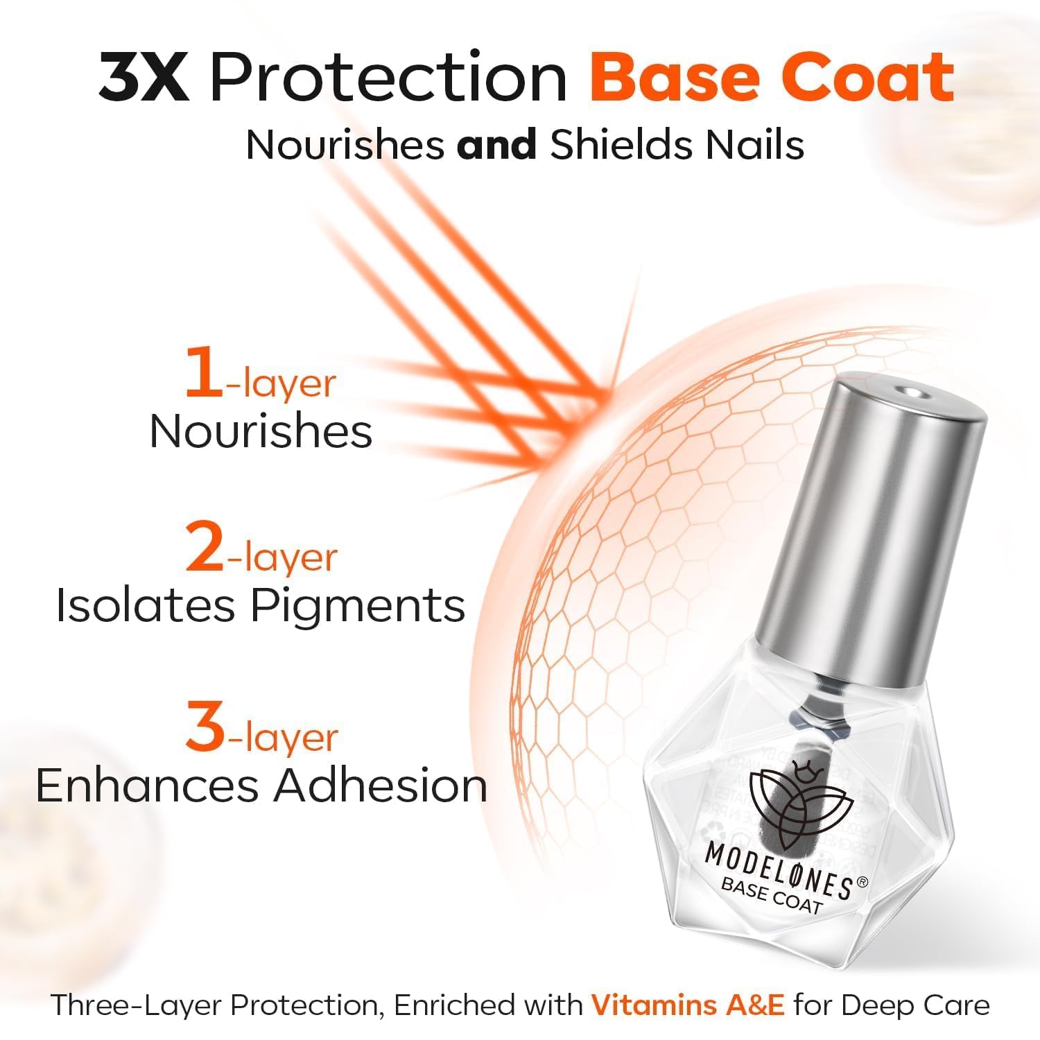 Modelones nails with a high-gloss finish that lasts for days.