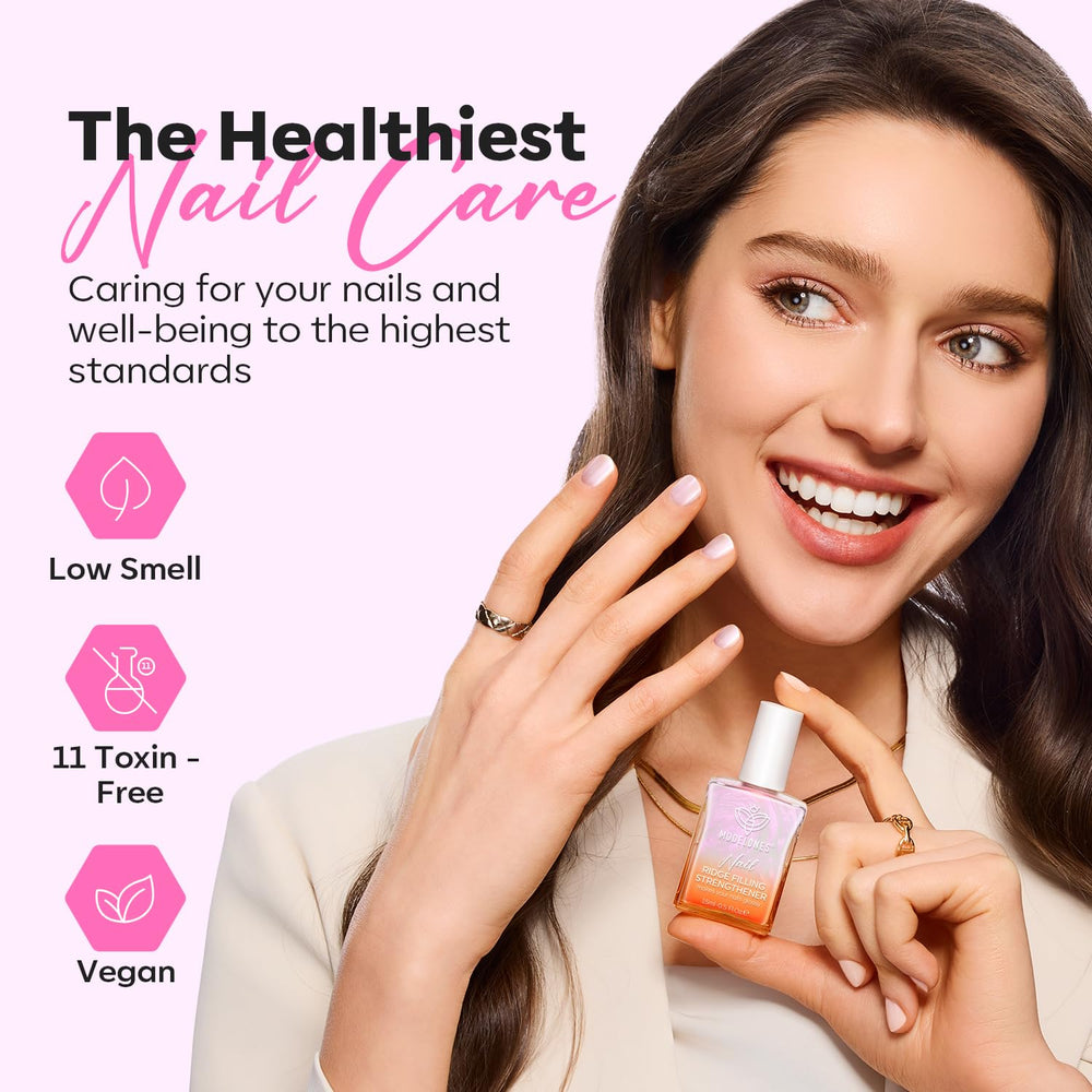 Modelones nails display natural shine after application.