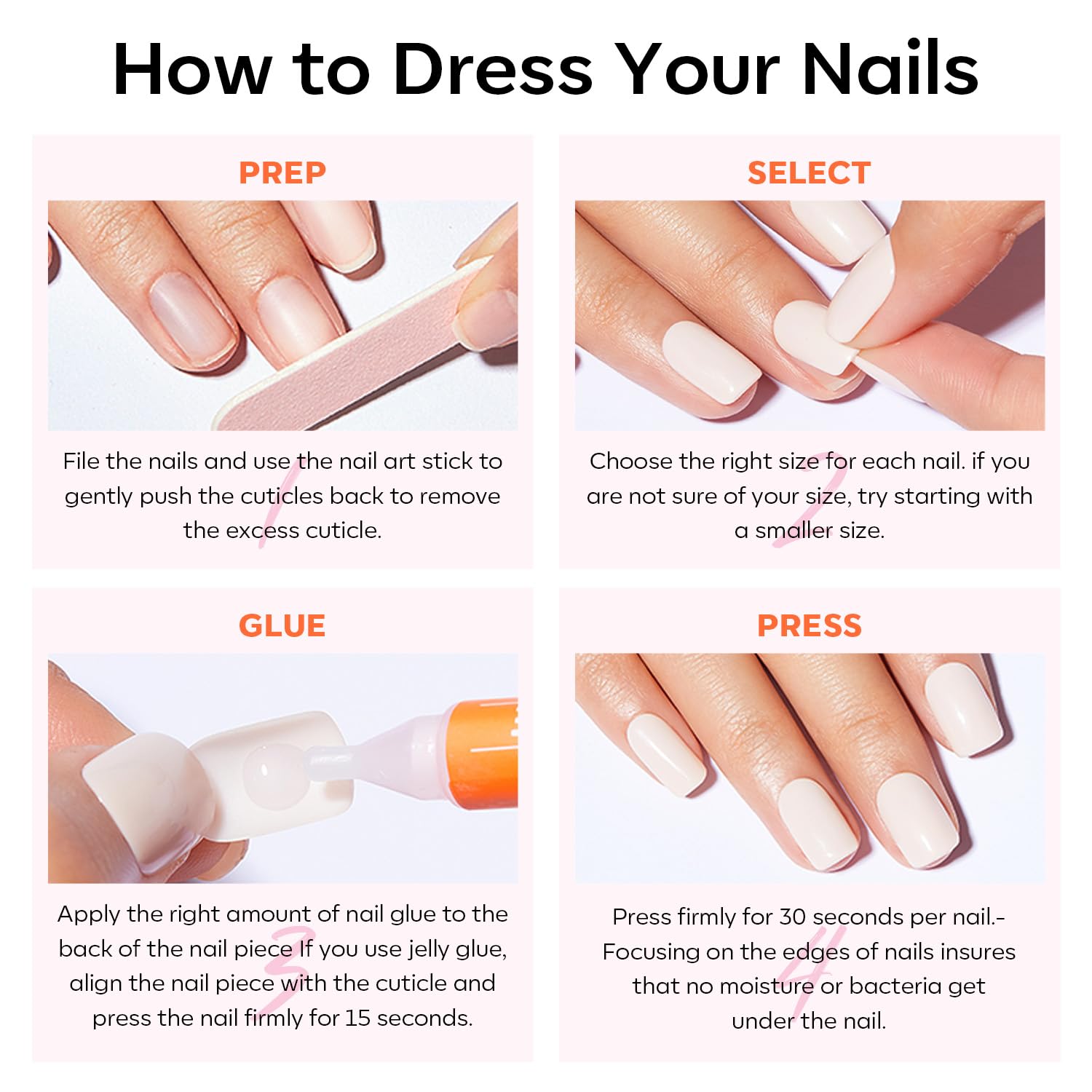 Modelones nails on natural nails highlight breathable, comfortable fit.