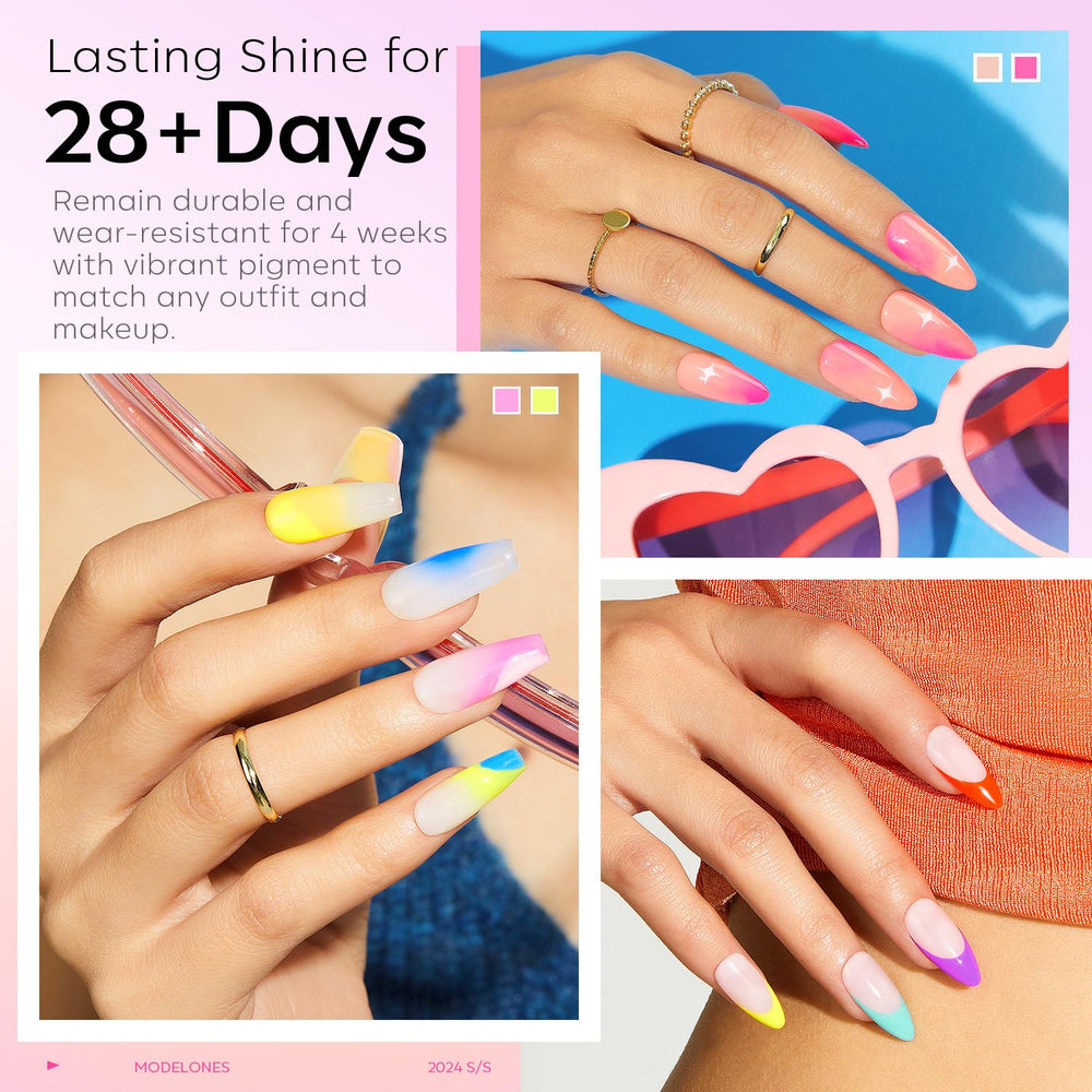 Modelones no-wipe base coat bottle for smooth color start.