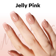 Modelones nude gel polish with French tip base, smooth application preview.