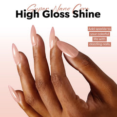 Modelones nude gel polish UV-ready swatch, subtle shine under lighting.