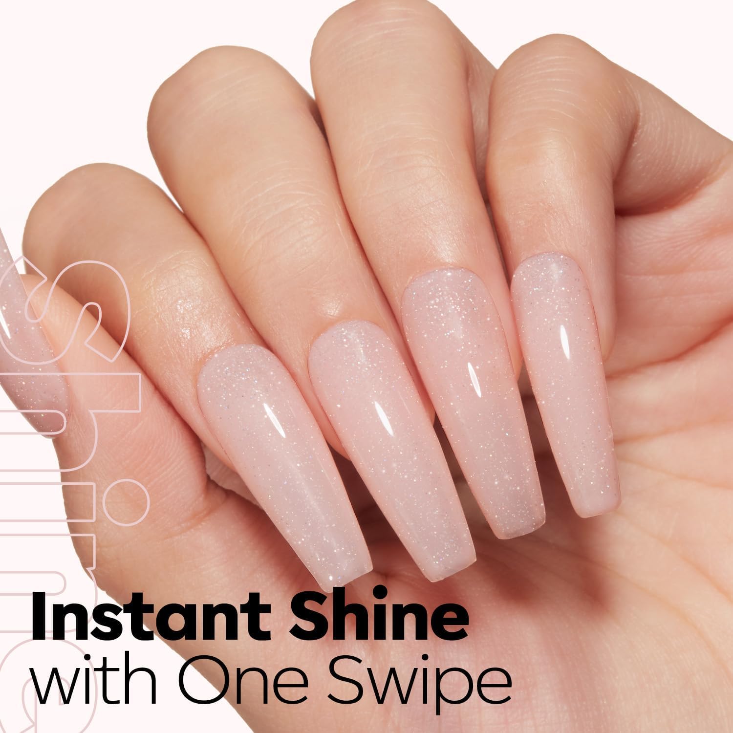modelones nude pink gel polish bottle close-up showing smooth brush glide for even color.