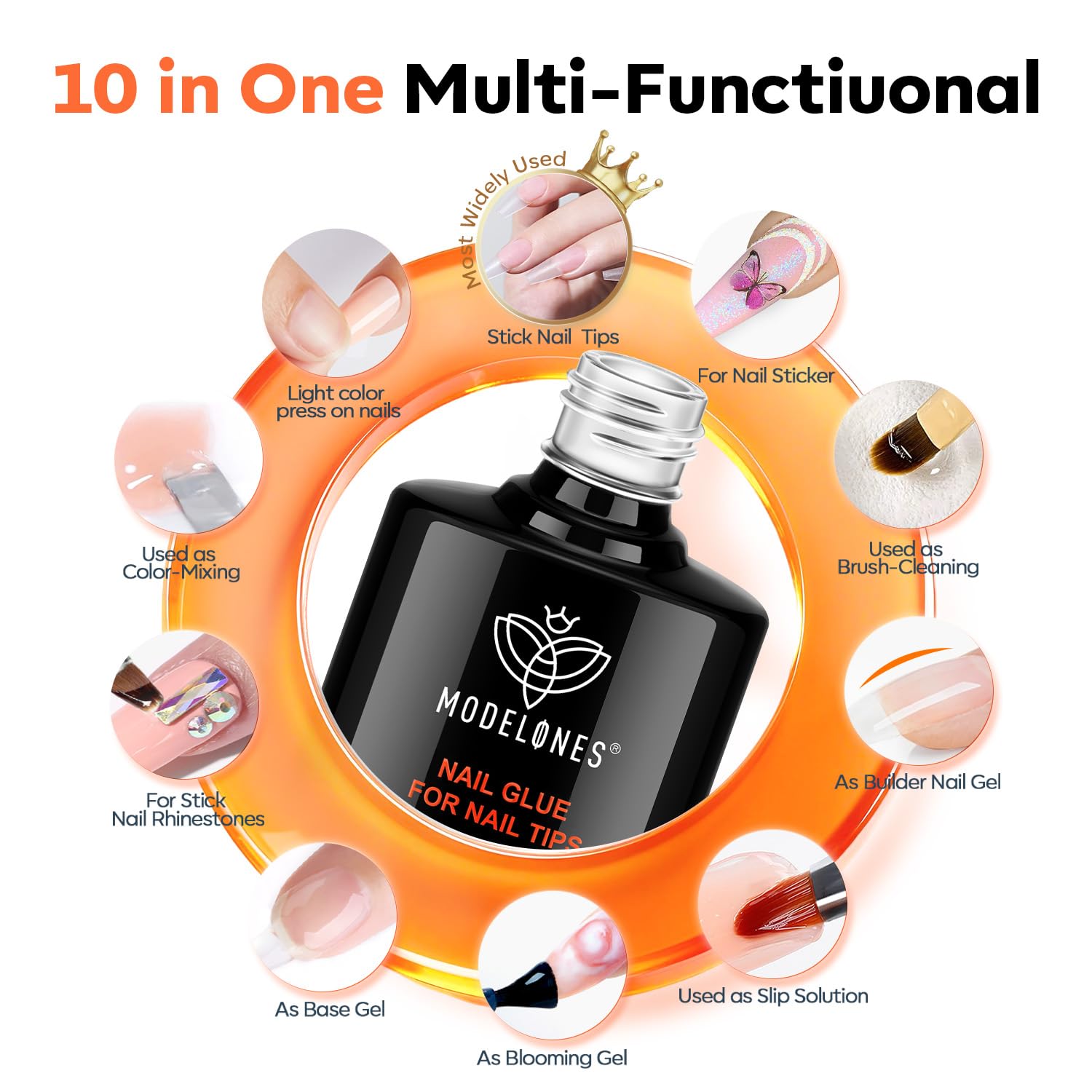 Modelones pegamento de uñas 10 ml, unión fuerte para extensiones.