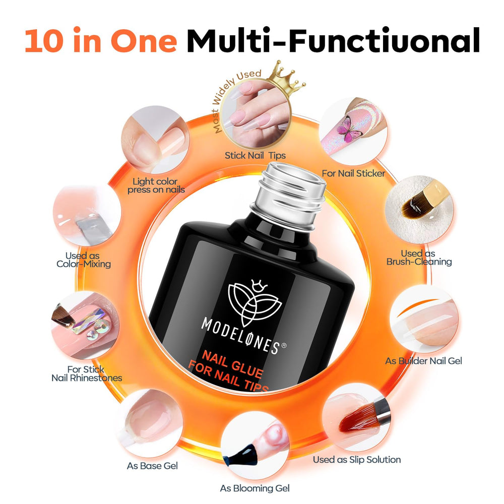 Modelones pegamento de uñas 10 ml, unión fuerte para extensiones.