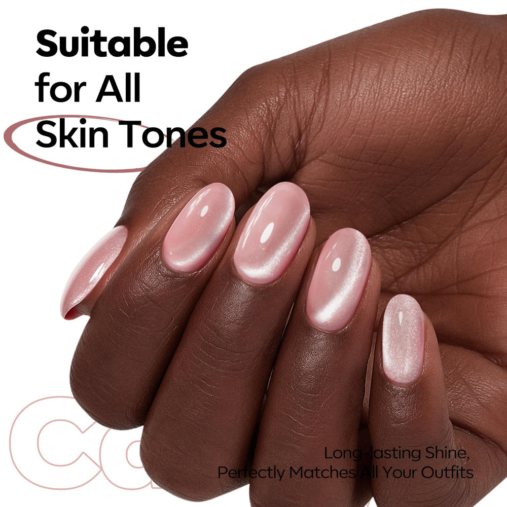 Modelones Pink Cat Eye Gel Nail Polish demonstrates long-wear potential in real use.