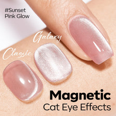 Modelones Pink Cat Eye Gel Nail Polish magnet effect creating shifting shimmer.