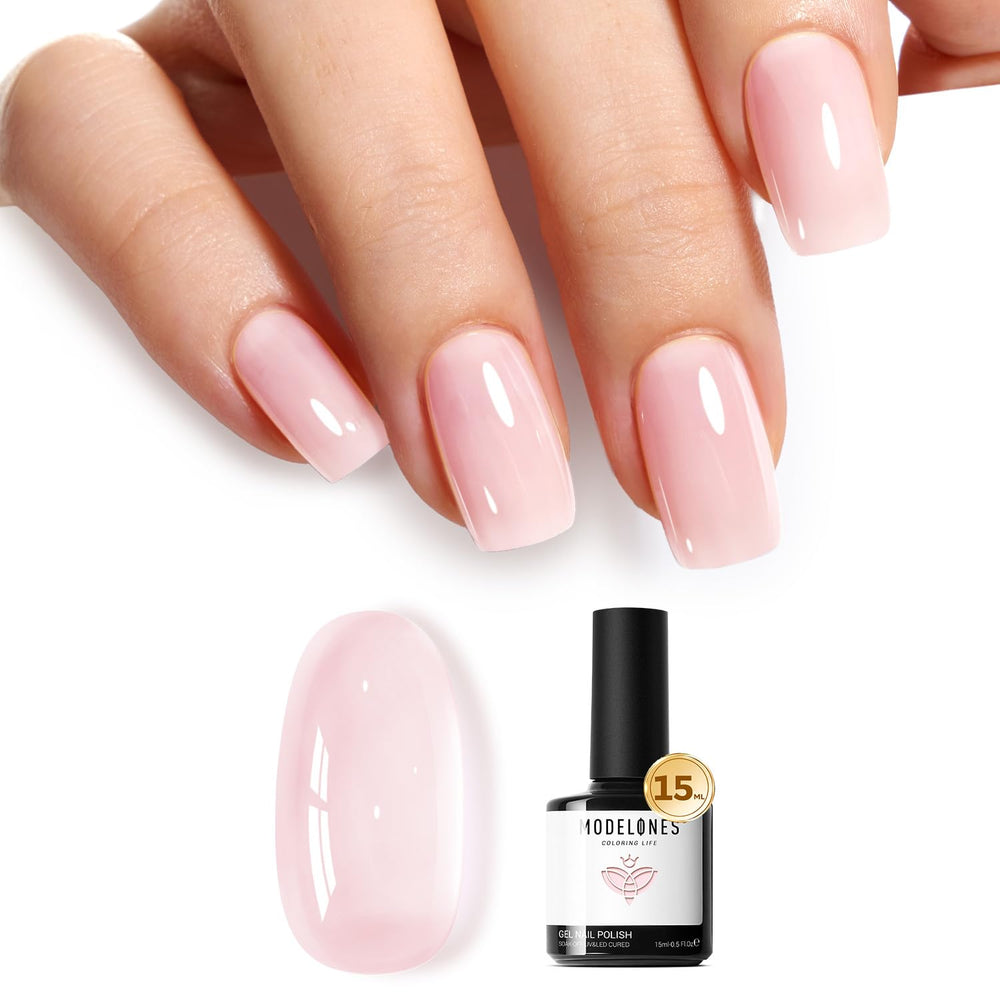 Modelones Pink Gel Nail Polish Jelly Nude for natural-looking nails