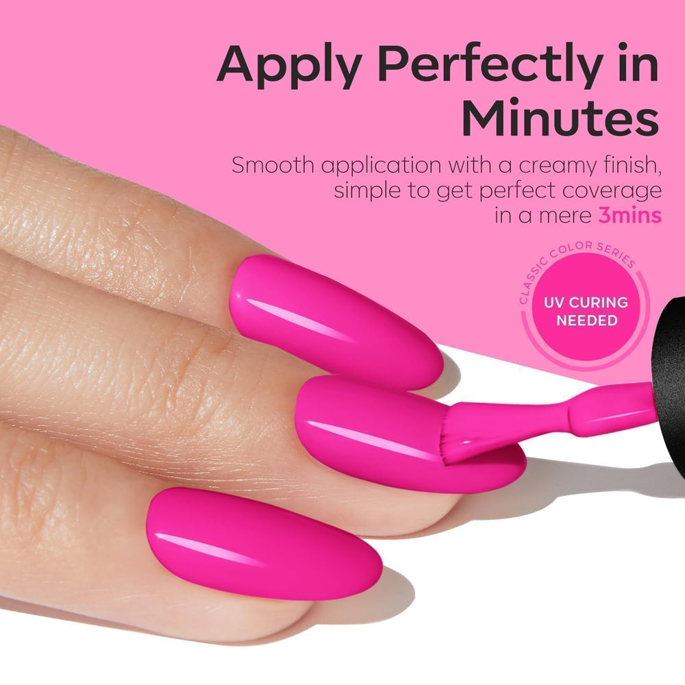 Modelones pink gel nail polish on nails with glossy finish