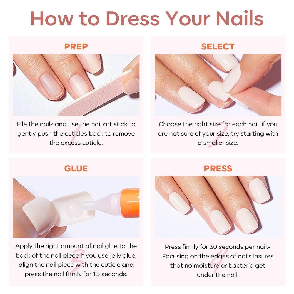 Modelones Pink Short Press-On Nails 3-minute pop-on design for fast at-home manicure