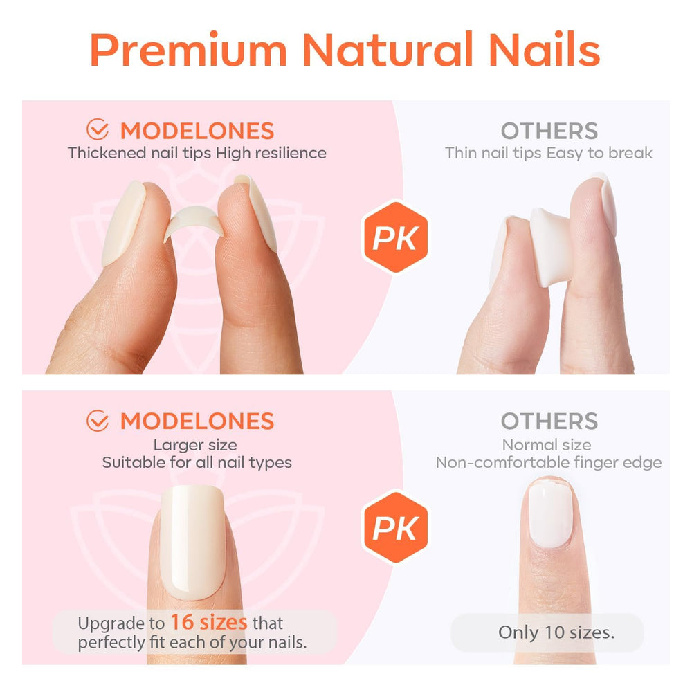 Modelones Pink Short Press-On Nails breathable false nails designed for comfortable wear