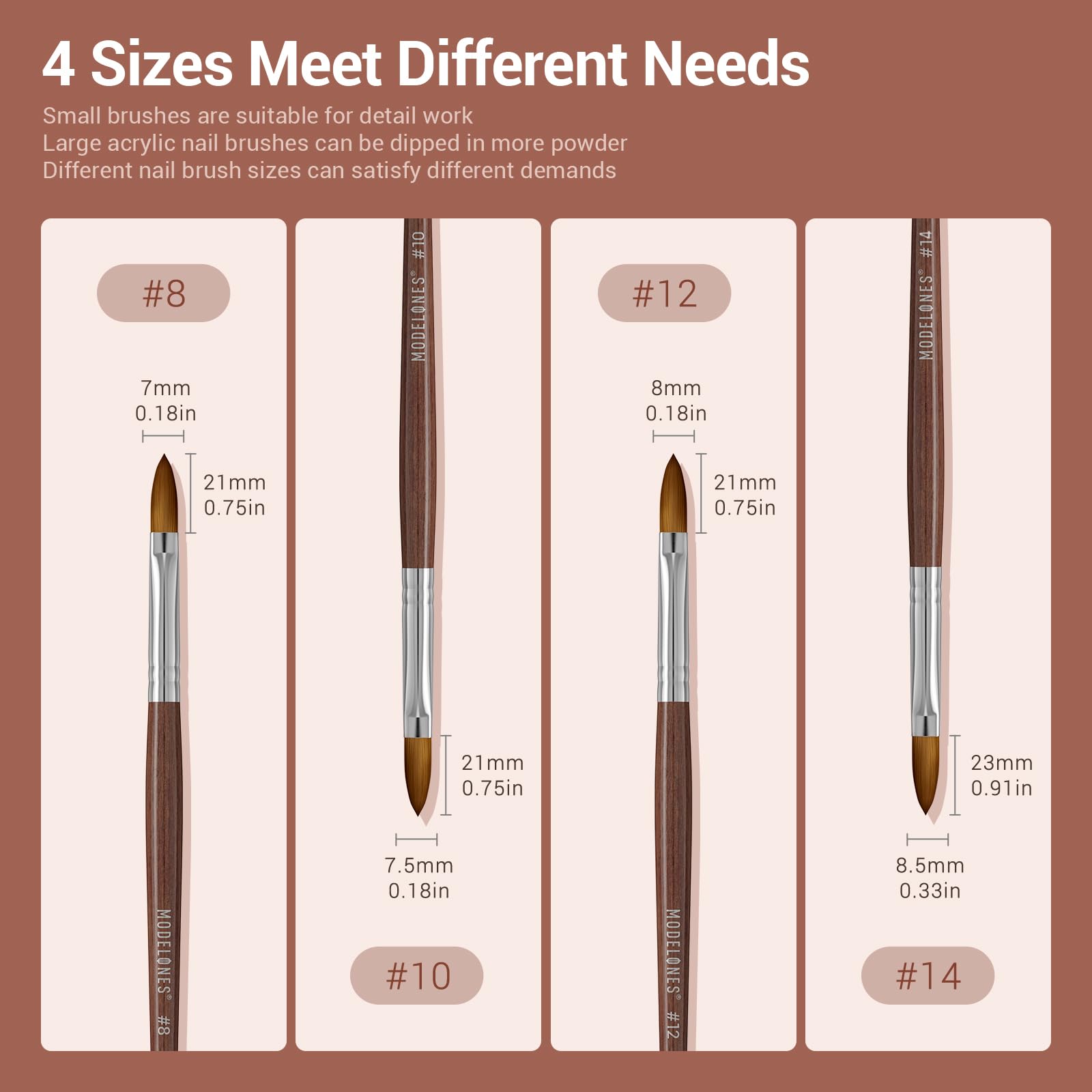 Modelones professional salon nail brush suitable for beginners and pros