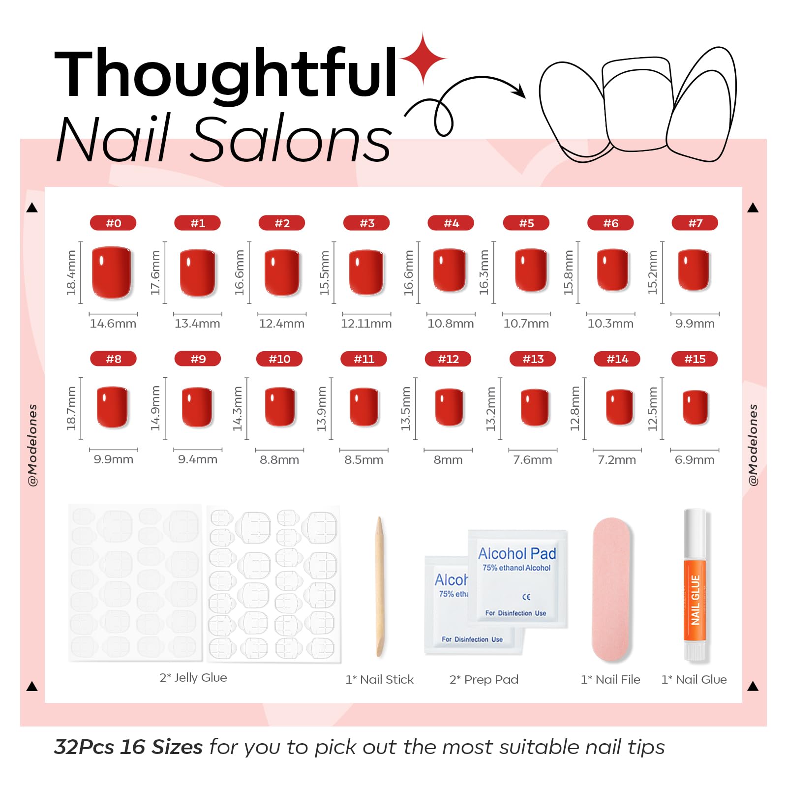 Modelones three-step pop-on mani for fast, mess-free results.