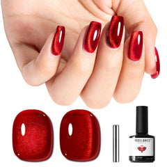 Modelones red cat eye gel polish with magnetic design for dramatic shimmer