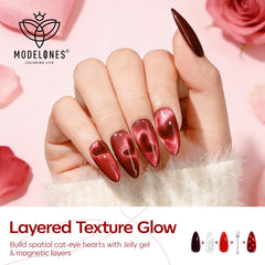 Modelones red jelly gel delivers glossy, smooth finish for long-lasting color