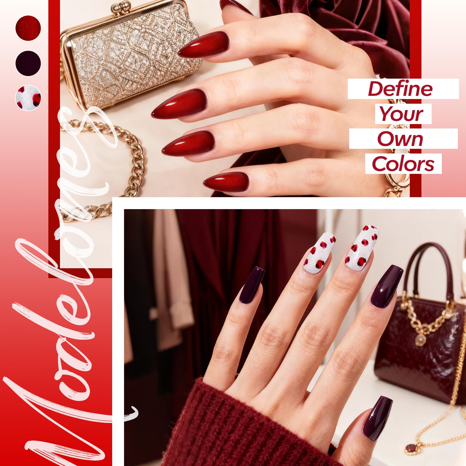 Modelones red pearl gel adds subtle shimmer for elegant nails