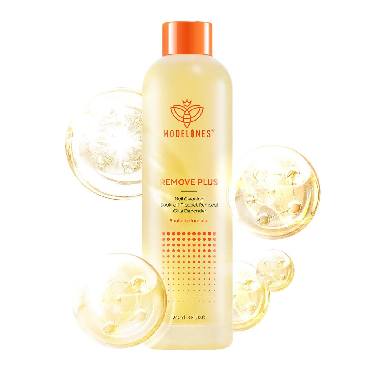 Modelones removedor acetona botella: elimina esmalte gel con aroma suave.