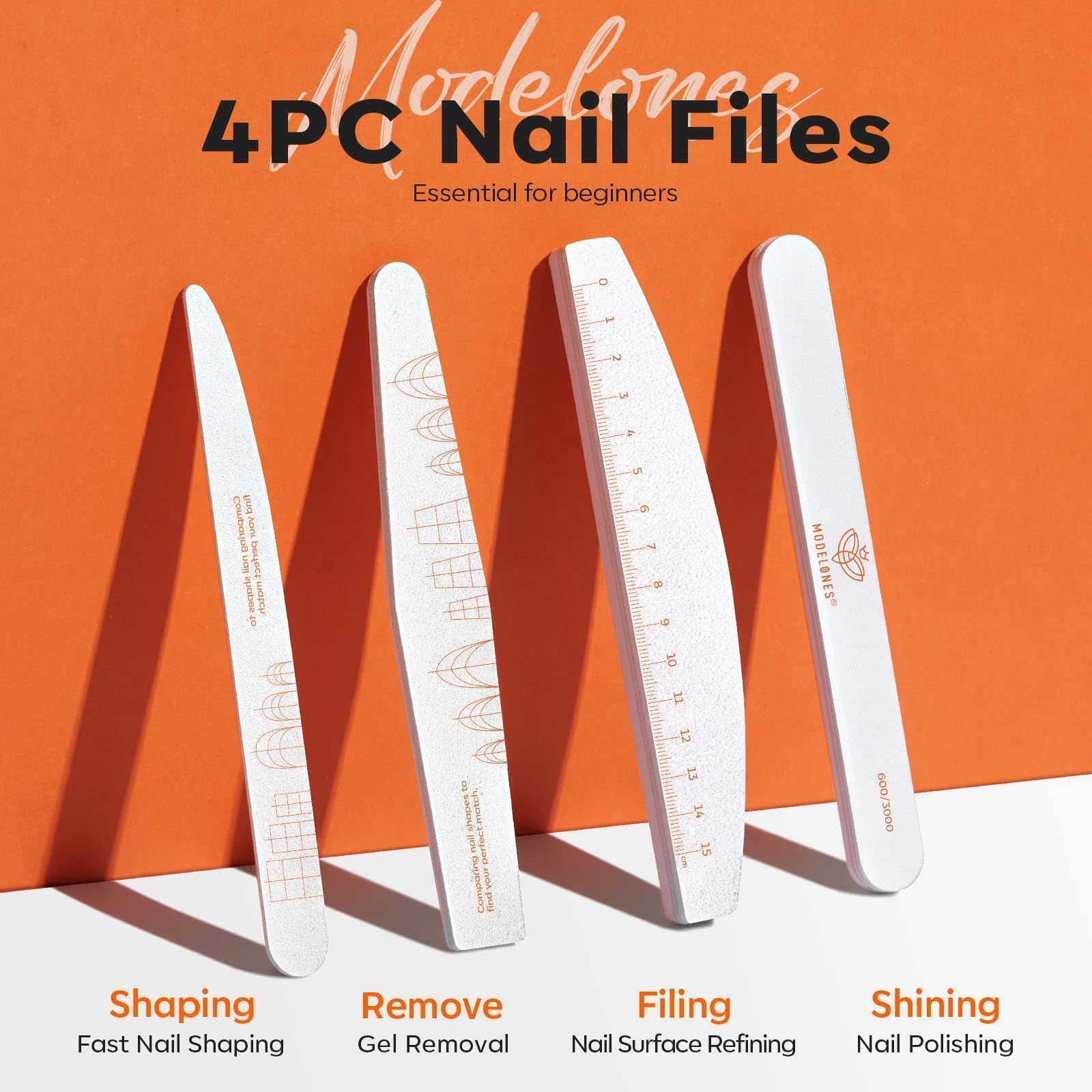Reusable Modelones buffer stays clean and smooths nails.
