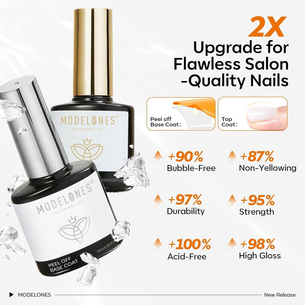 Modelones set 10 ml base y top para manicuras.