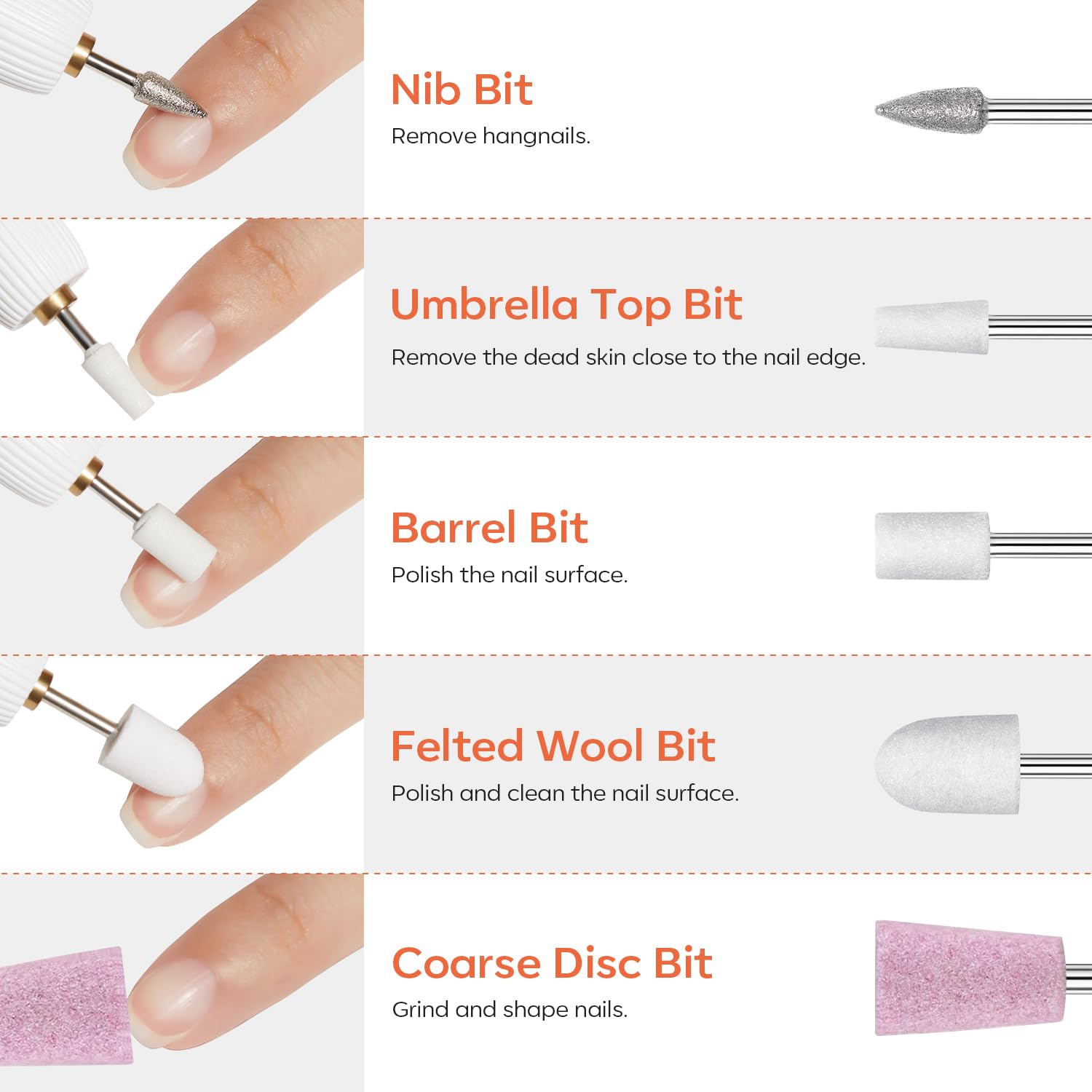 Modelones silicone bit close-up for gentle cuticle care.