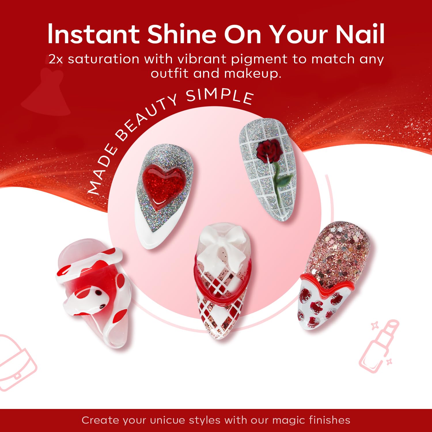 Modelones snow white gel polish bottle for crisp, clean nails with a glossy finish.